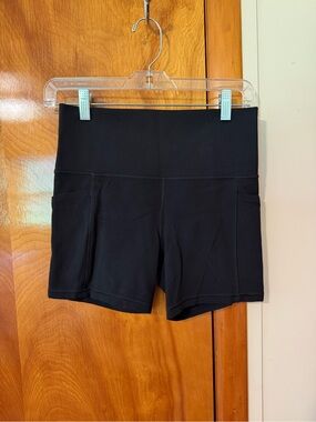 Athleta Black High-Rise Bike Shorts with Side Pockets